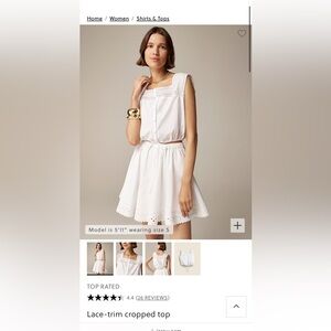 NWOT J.Crew Lace-Trim Crop Top, Size Large